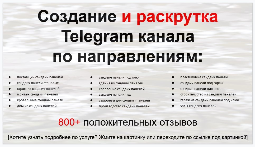 Сервис раскрутки коммерции в Telegram по близким направлениям - Коммерческая фирма-поставщик сэндвич панелей