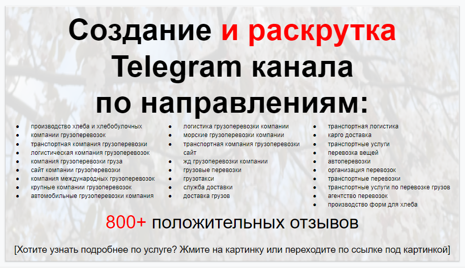 Сервис раскрутки коммерции в Telegram по близким направлениям - Компания по грузоперевозкам