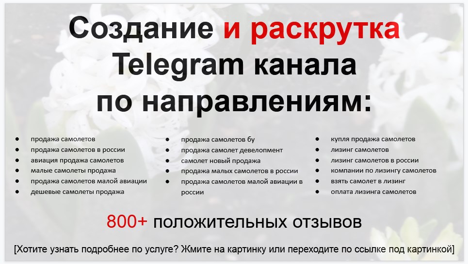 Сервис раскрутки коммерции в Telegram по близким направлениям - Компания по продаже и лизингу самолетов