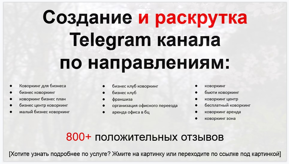 Сервис раскрутки коммерции в Telegram по близким направлениям - Коворкинг для бизнеса