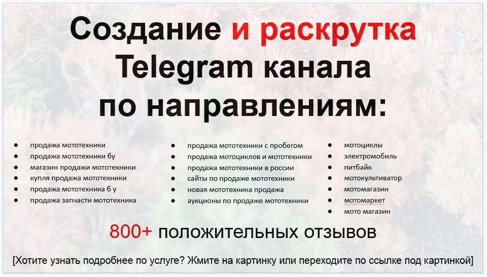 Сервис раскрутки коммерции в Telegram по близким направлениям - Мотосалон по продаже мототехники