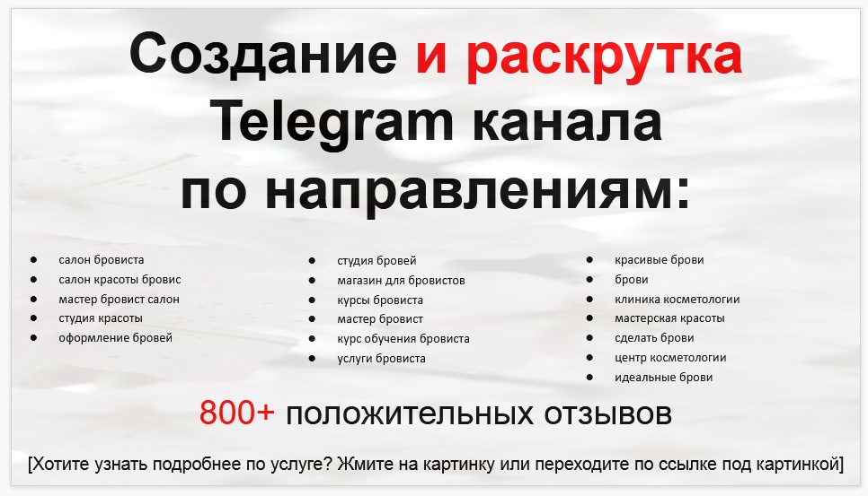 Сервис раскрутки коммерции в Telegram по близким направлениям - Салон-кабинет бровиста