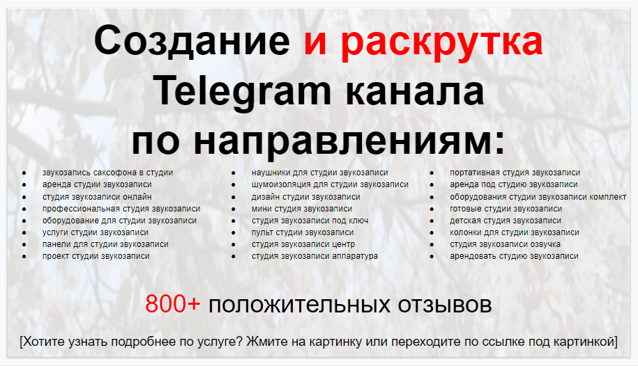 Сервис раскрутки коммерции в Telegram по близким направлениям - Студия звукозаписи