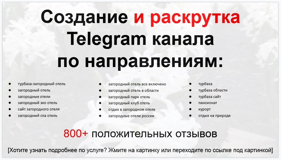Сервис раскрутки коммерции в Telegram по близким направлениям - Турбаза-загородный отель