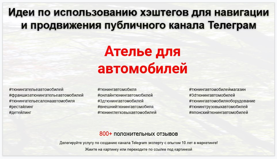 Подборка хэштегов для продвижения постов в публичном бизнес Телеграм канале - Тюнинг-ателье для автомобилей