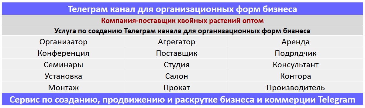 Создание Телеграм канала по тематике - Компания-поставщик хвойных растений оптом