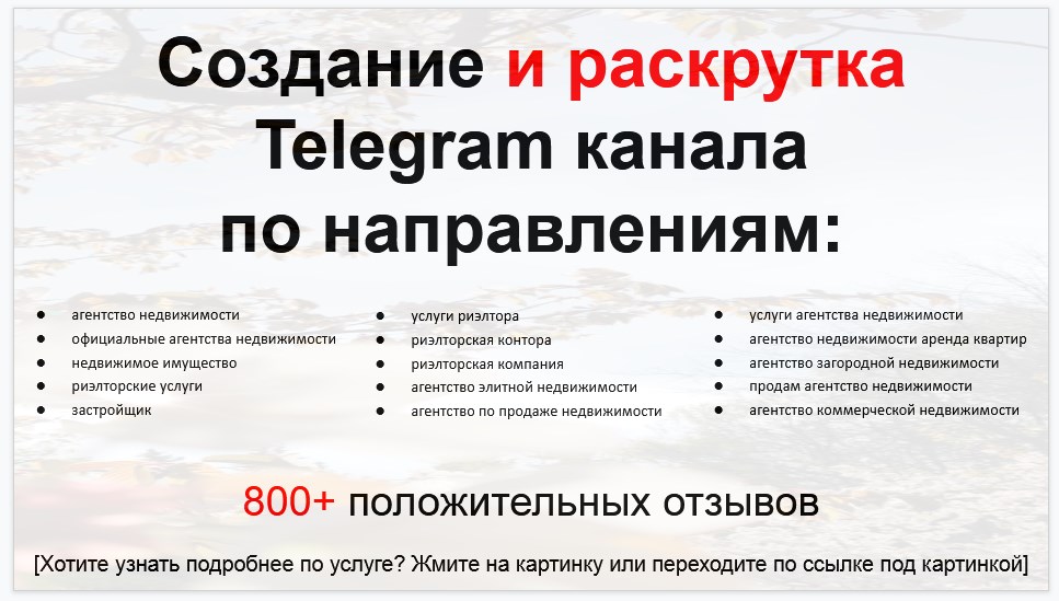 Сервис раскрутки коммерции в Telegram по близким направлениям - Агентство недвижимости