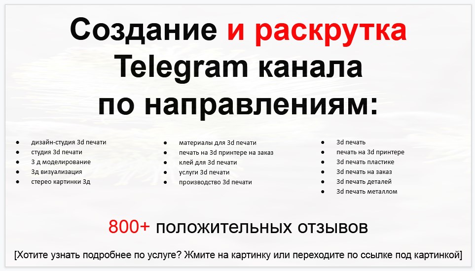 Сервис раскрутки коммерции в Telegram по близким направлениям - Дизайн-студия 3d печати