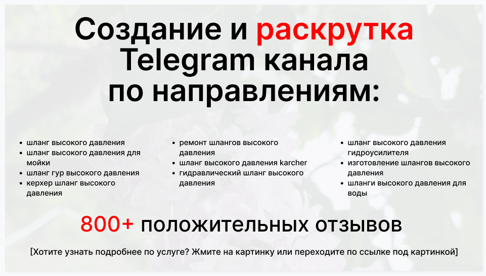 Сервис раскрутки коммерции в Telegram по близким направлениям - Фирма-поставщик шлангов высокого давления для мойки