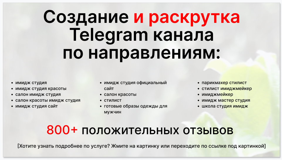 Сервис раскрутки коммерции в Telegram по близким направлениям - Имидж-студия