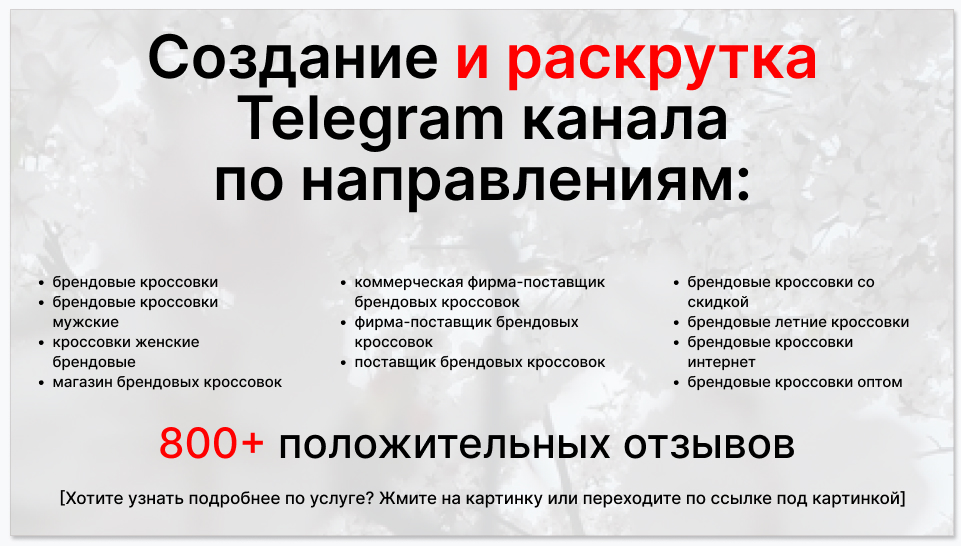 Сервис раскрутки коммерции в Telegram по близким направлениям - Коммерческая фирма-поставщик брендовых кроссовок