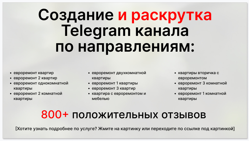 Сервис раскрутки коммерции в Telegram по близким направлениям - Компания по евроремонту квартир и офисов