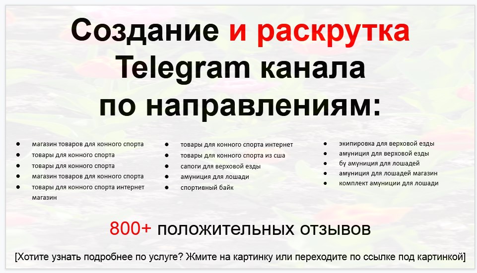Сервис раскрутки коммерции в Telegram по близким направлениям - Магазин товаров для конного спорта