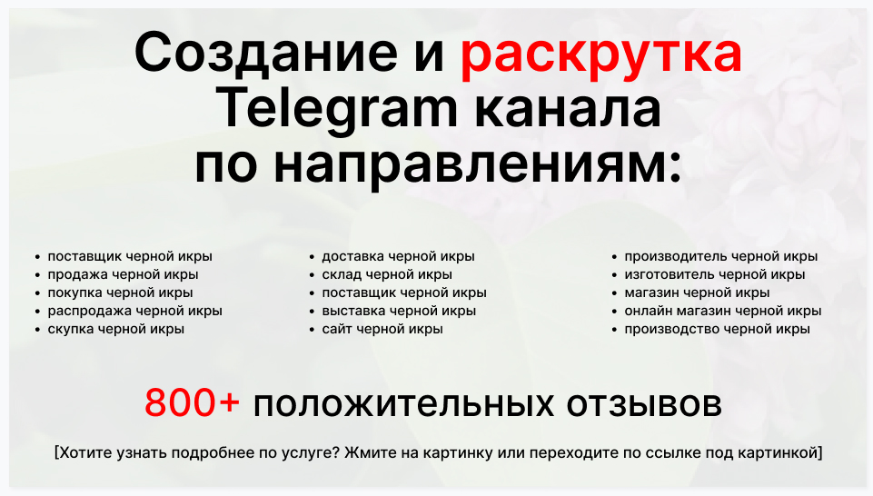 Сервис раскрутки коммерции в Telegram по близким направлениям - Поставщик черной икры