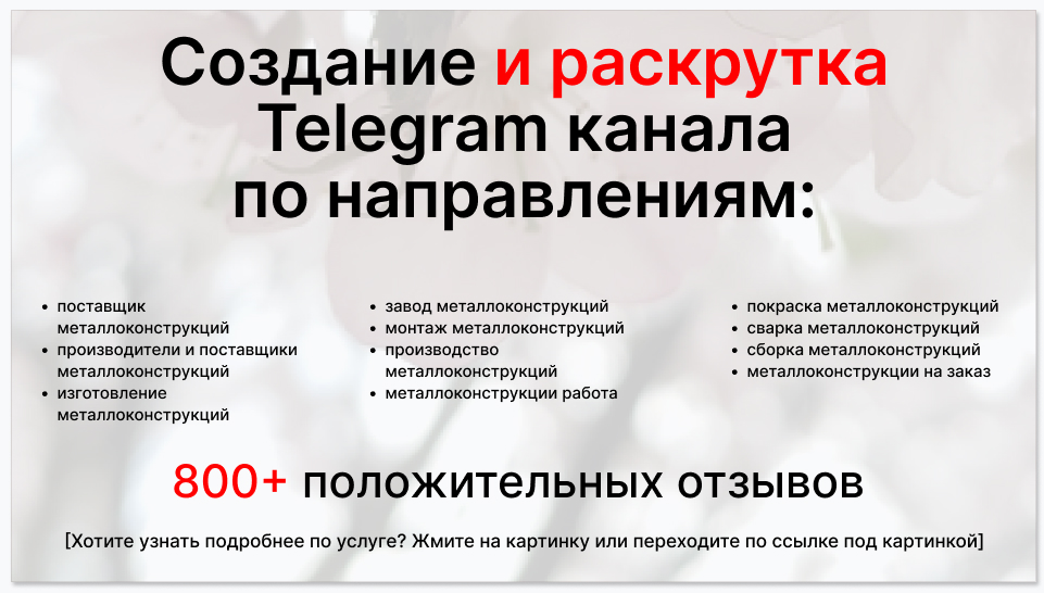 Сервис раскрутки коммерции в Telegram по близким направлениям - Поставщик металлоконструкций