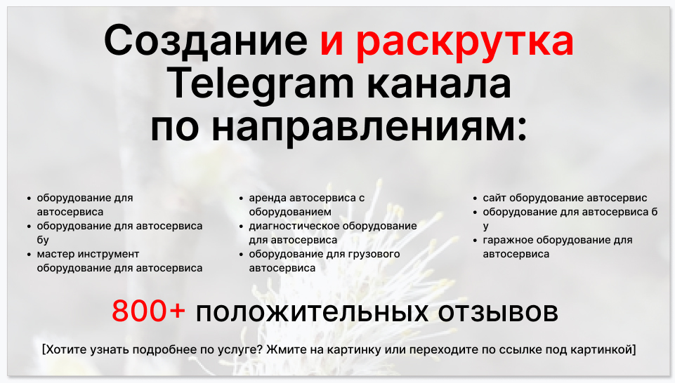 Сервис раскрутки коммерции в Telegram по близким направлениям - Поставщик оборудования для автосервиса