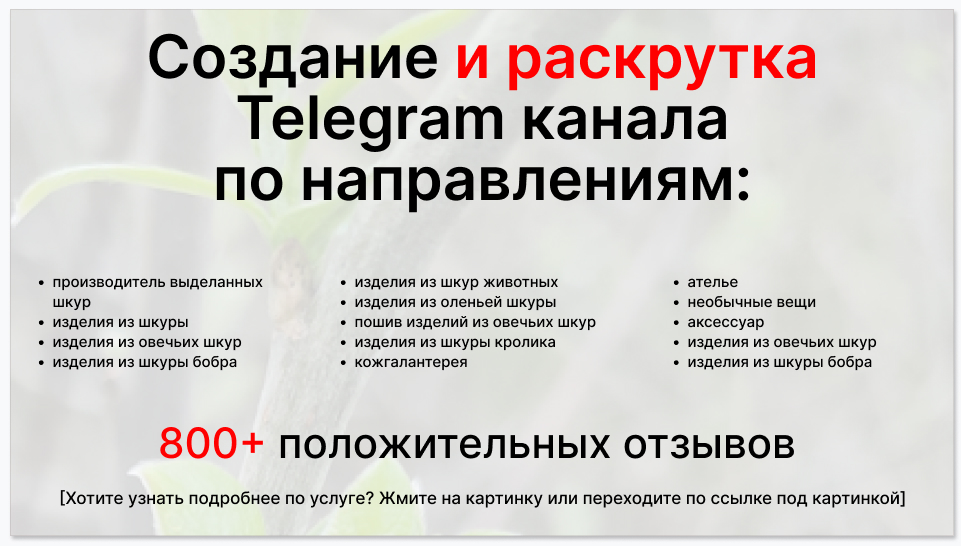Сервис раскрутки коммерции в Telegram по близким направлениям - Производитель выделанных шкур
