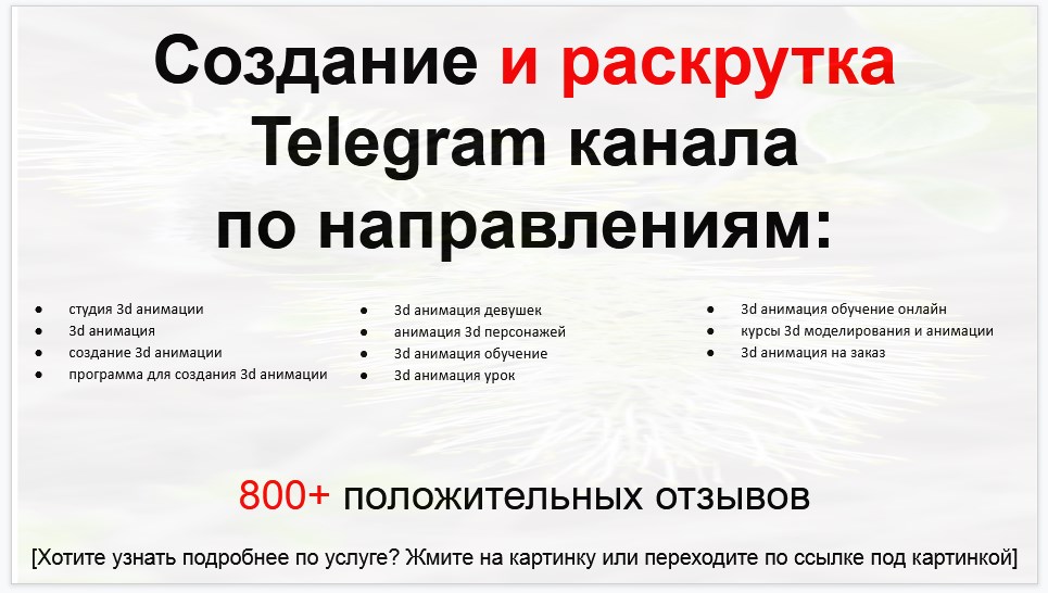 Сервис раскрутки коммерции в Telegram по близким направлениям - Студия 3d-анимации