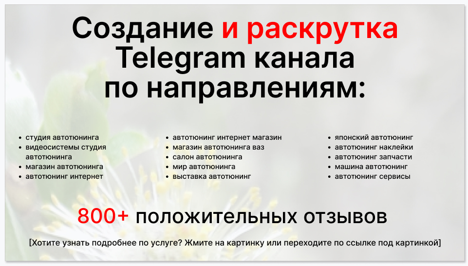 Сервис раскрутки коммерции в Telegram по близким направлениям - Студия автотюнинга