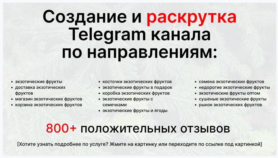 Сервис раскрутки коммерции в Telegram по близким направлениям - Торговая фирма-поставщик экзотических фруктов