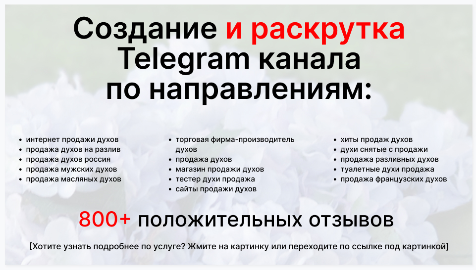 Сервис раскрутки коммерции в Telegram по близким направлениям - Торговая фирма-производитель духов