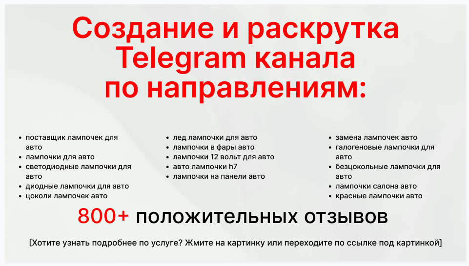 Сервис раскрутки коммерции в Telegram по близким направлениям - Торговая компания-поставщик лампочек для авто