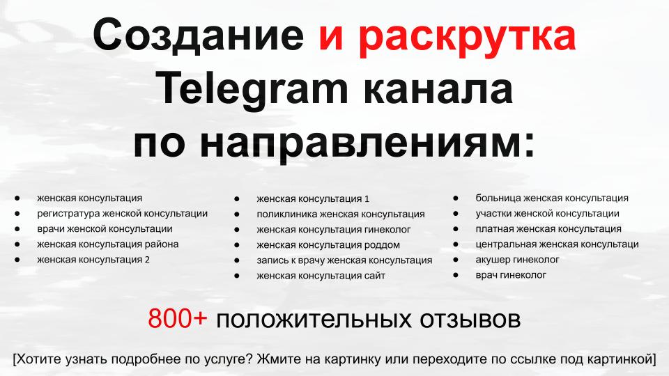 Сервис раскрутки коммерции в Telegram по близким направлениям - Женская консультация