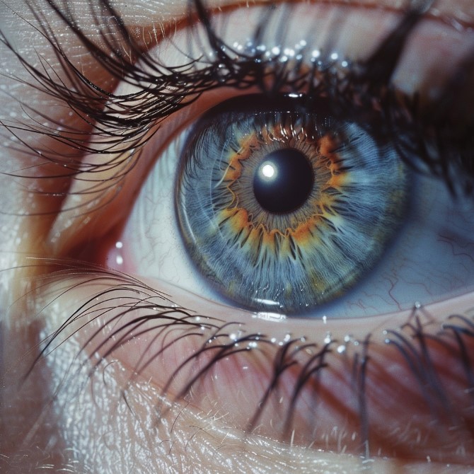 Глаз с контактной линзой внутри