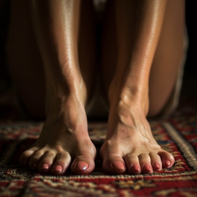 Босые ноги на ковре